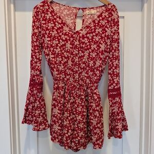 Hollister Red Floral Blouse